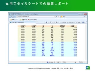 IE 用スタイルシートでの編集レポート




      Copyright © 2012 CA. All rights reserved. Easytrieve 活用セミナ 2012 年 6 月 5 日　 .
 