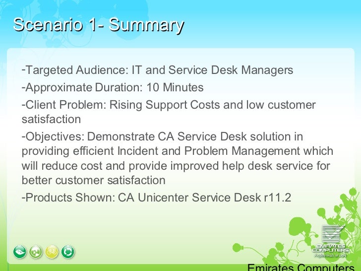 Ca Service Desk Demo Scenarios