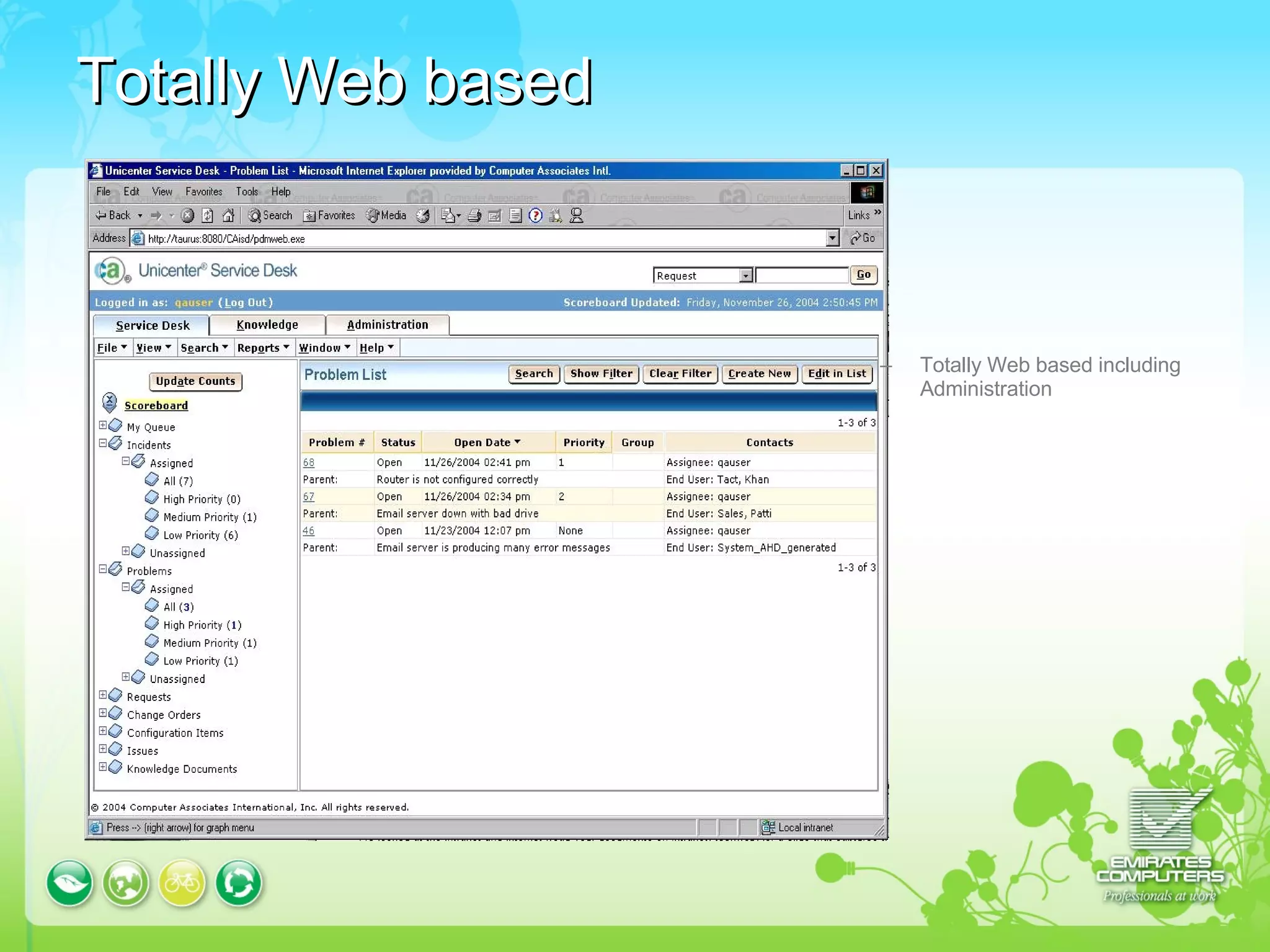 Totally Web based Totally Web based including Administration 