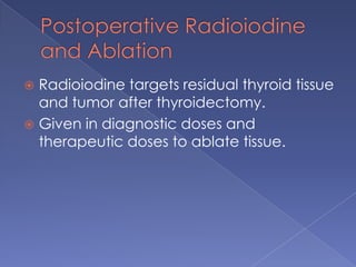 University of Chicago systemAn easy An easy- to-remember staging system for papillary carcinoma Class I— disease limited to the thyroid glandClass II— lymph node involvementClass III— extrathyroidal invasionClass IV — distant metastases