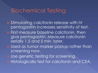 Follicular CarcinomaSecond most common (10%)Iodine deficient areas3 times more in womenPresent more advanced in stage than papillaryLate 40’sAlso TSH sensitive, takes up iodine, produces thryroglobulin.