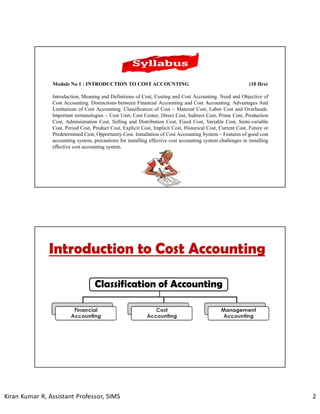 Module No 1 : INTRODUCTION TO COST ACCOUNTING | PDF