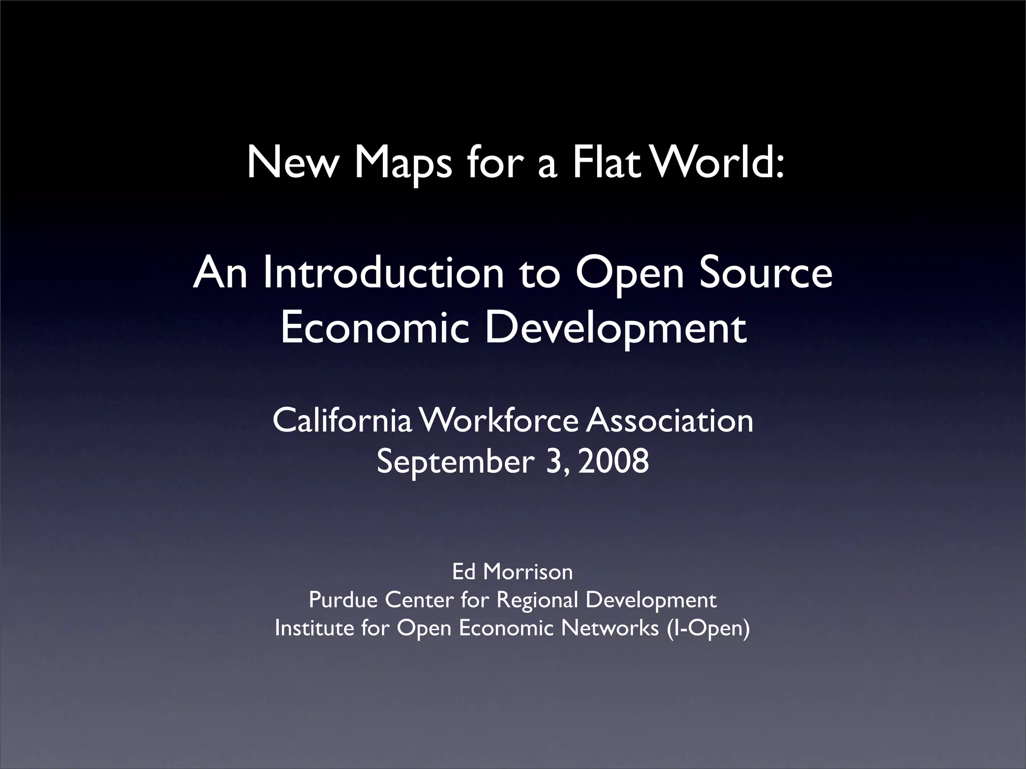 Introduction to Open Source Economic Development
