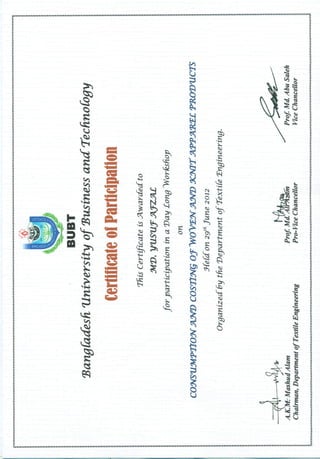 BUBT certificate