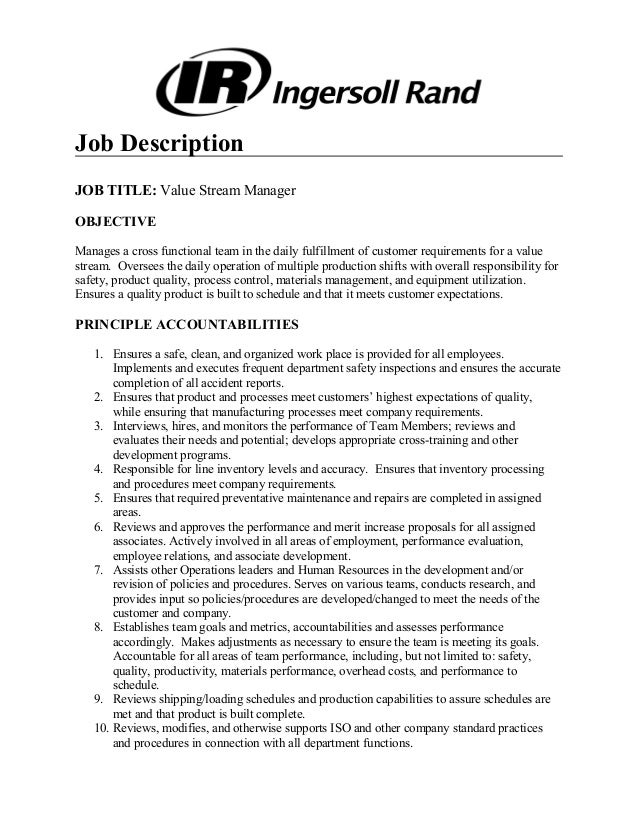 Value Stream Manager Job Description_8 12 09