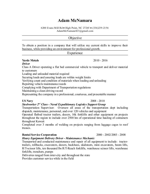 adam mcnamara resume