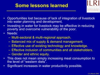 Investment options for integrating water management and crop and livestock production in sub-Saharan Africa