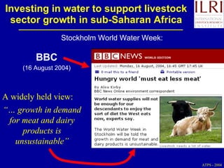 Investment options for integrating water management and crop and livestock production in sub-Saharan Africa