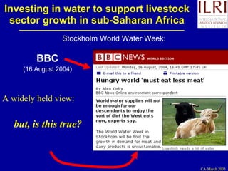 Investment options for integrating water management and crop and livestock production in sub-Saharan Africa