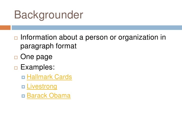 ca218 public relations class 1 backgrounder format