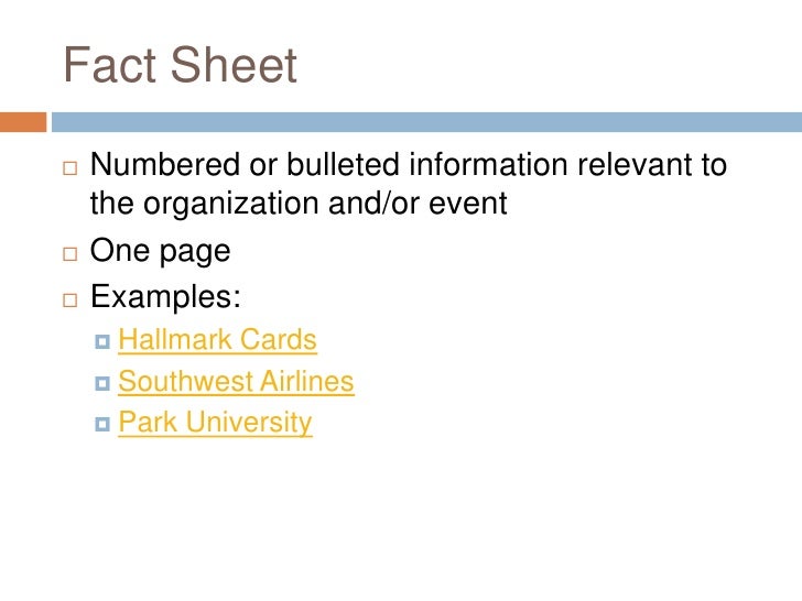 ca218 public relations class 1 fact sheet example public relations