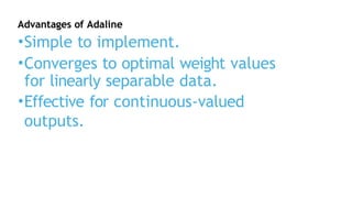 Adaline architecture and algorithm used for pattern classification is a ...