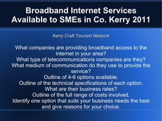 Broadband Internet Services Available to SMEs in Co. Kerry 2011 Kerry Craft Tourism Network ,[object Object]