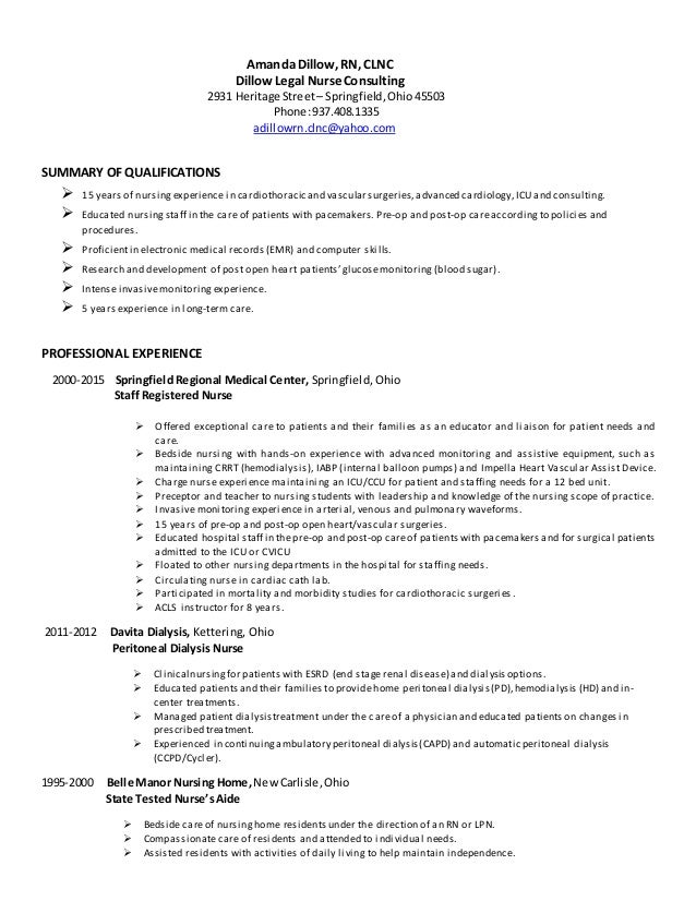 Amanda Dillow Clnc Cv Resume