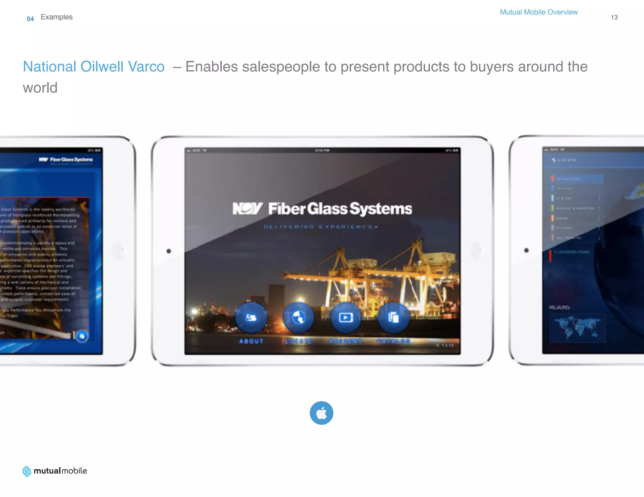 Mutual Mobile Overview 
National Oilwell Varco – Enables salespeople to present products to buyers around the
world
04 Examples 13
 