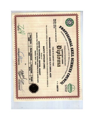 Muhammad Zeeshan Aziz Safety Officer Diploma