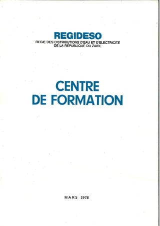 PLAQUETTE CF REGIDESO MARS 1978