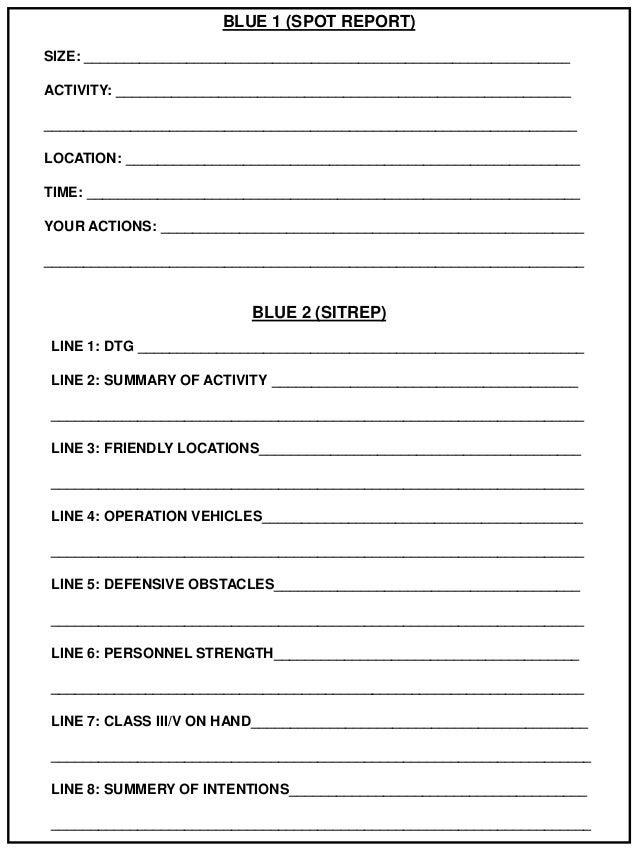 Army sit rep report outline