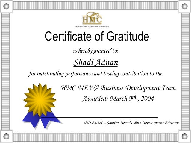 certificate of gratitude hmc 2004 gratitude certificate