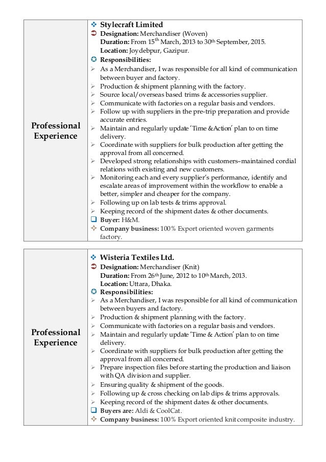 Accessories buyer resume