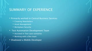 IBM Summer Internship - Summary of Experience | PPTX