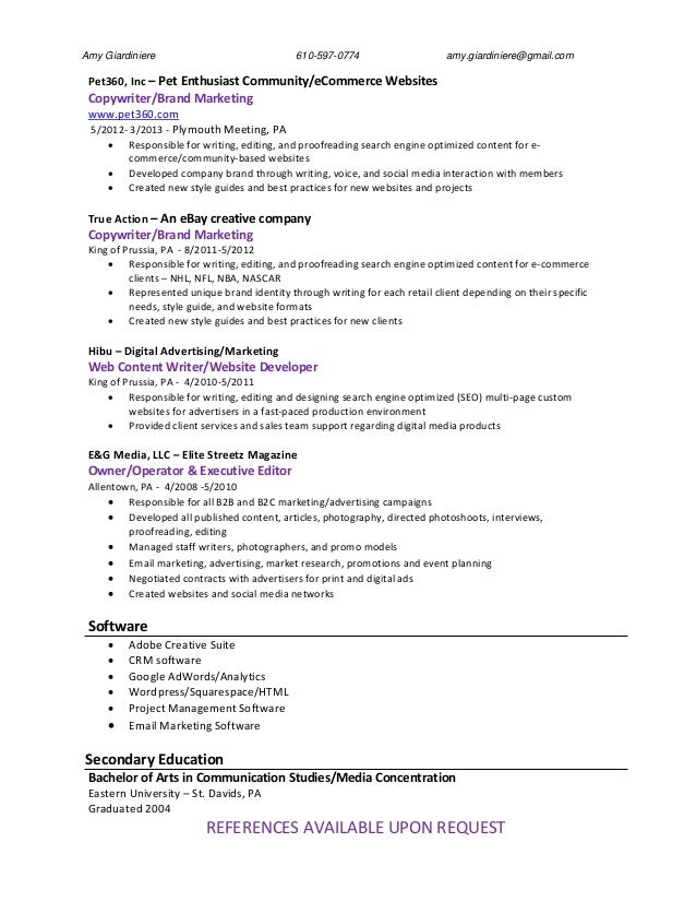 content writer resumes