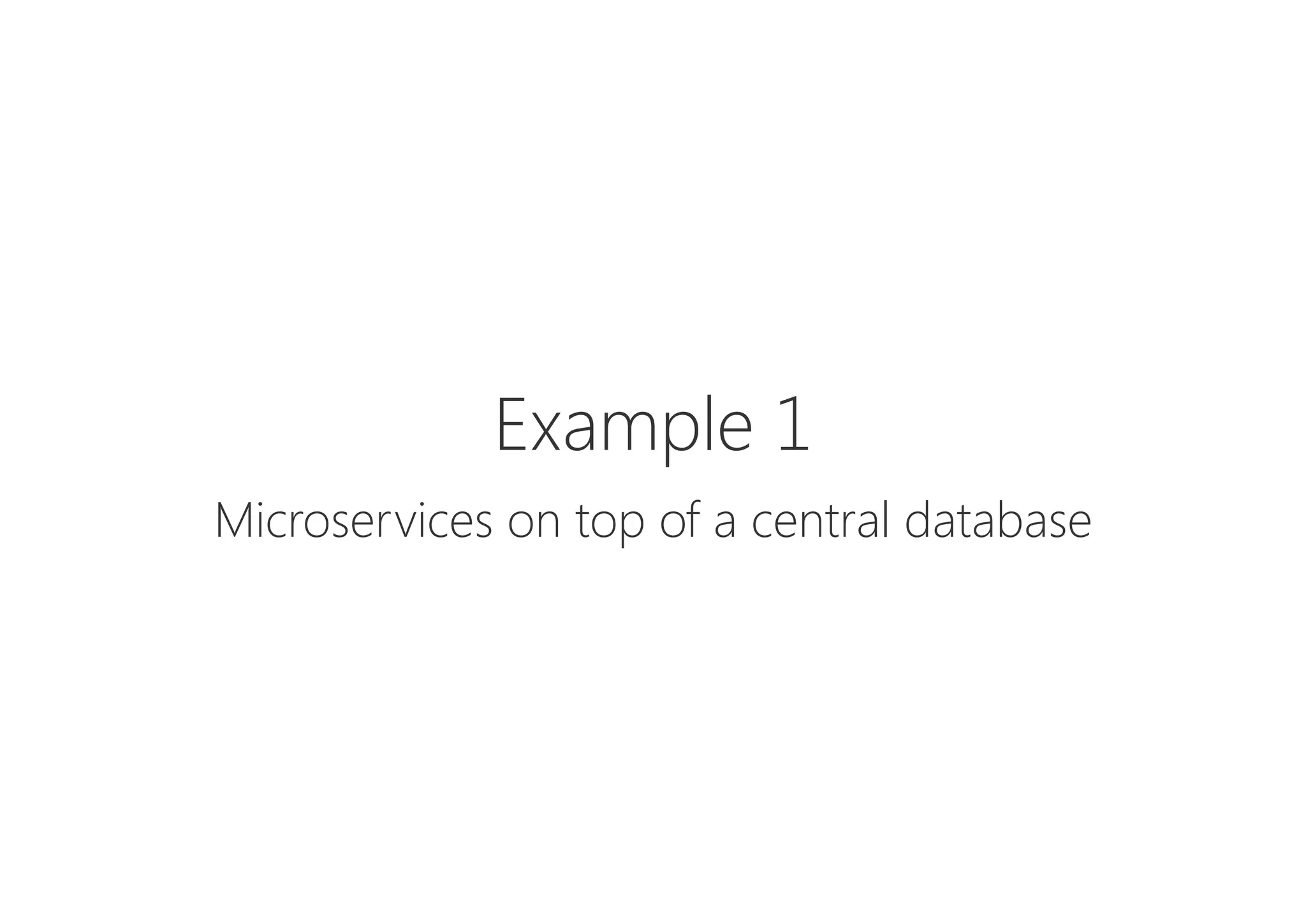 Example 1

Microservices on top of a central database
 