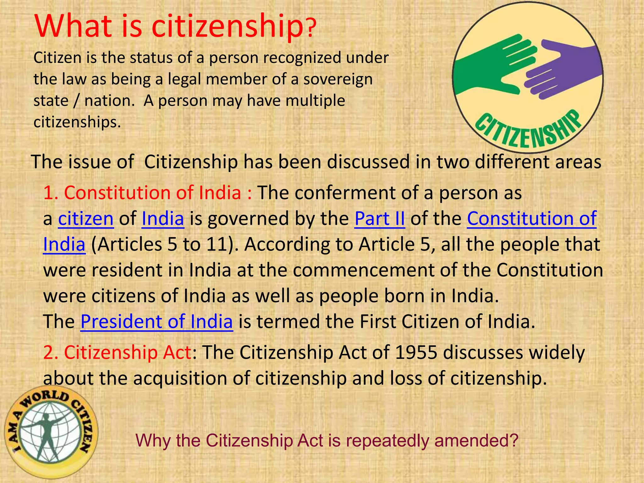 CITIZEN AMENDMENT ACT OF INDIA | PPTX | Adoption and Fostering | Parenting