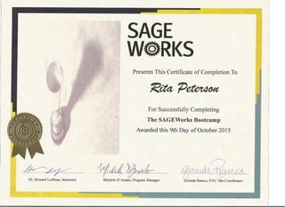 Certificate of Completion - SAGEWorks Bootcamp