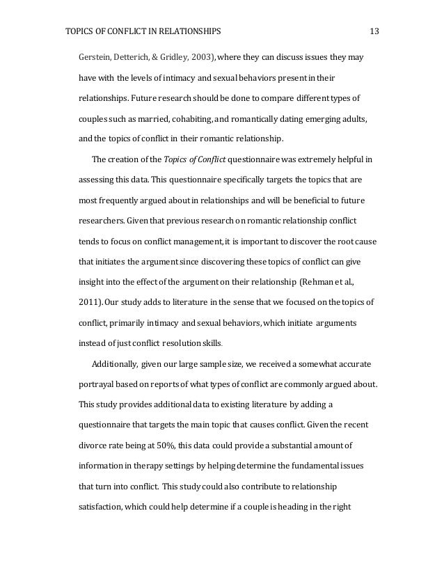 Topics of Conflict in Romantic Relationships