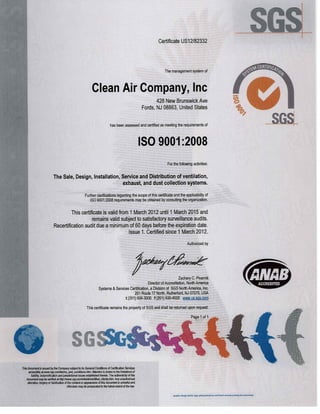 Final cert. Clean Air Company, Inc.