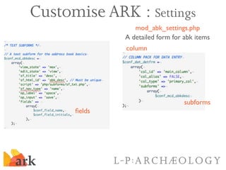 Customise ARK : Settings
                 mod_abk_settings.php
              A detailed form for abk items
              c...