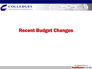 Recent Budget Changes




                        Founding member of
 