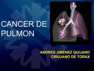 CANCER DE
PULMON
ANDRES JIMENEZ QUIJANO
CIRUJANO DE TORAX
 