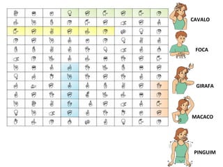 CAVALO
FOCA
GIRAFA
MACACO
PINGUIM
 