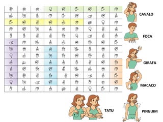 CAVALO
FOCA
GIRAFA
MACACO
PINGUIMTATU
 