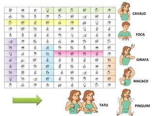 CAVALO
FOCA
GIRAFA
MACACO
PINGUIMTATU
 