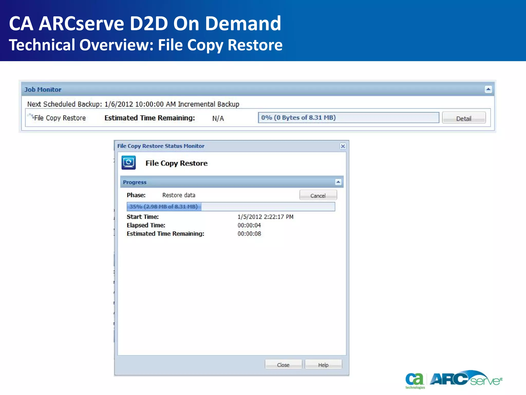CA ARCserve D2D On Demand
Technical Overview: File Copy Restore
 