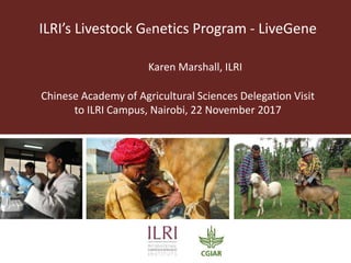 ILRI’s Livestock Genetics Program - LiveGene
Chinese Academy of Agricultural Sciences Delegation Visit
to ILRI Campus, Nairobi, 22 November 2017
Karen Marshall, ILRI
 