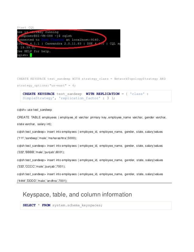 CREATE KEYSPACE
