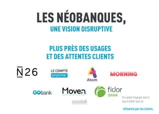LES NÉOBANQUES,
UNE VISION DISRUPTIVE
PLUS PRÈS DES USAGES
ET DES ATTENTES CLIENTS
Un compte d’épargne dont le
taux d’intérêt servi est
influencé par les clients.
 