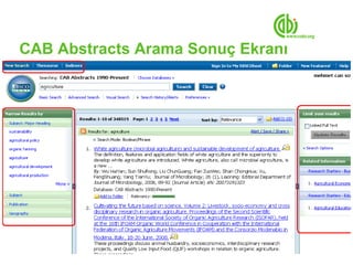 CAB Abstracts Arama Sonuç Ekranı
 