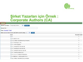 Şirket Yazarları için Örnek :
Corporate Authors (CA)
 