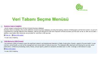 Veri Tabanı Seçme Menüsü
 