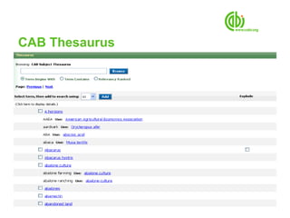 CAB Thesaurus
 