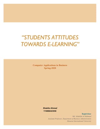 “Students Attitudes Towards E-learning” | PDF