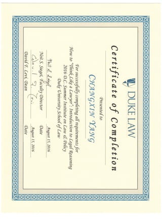 Duke Law Certificate
