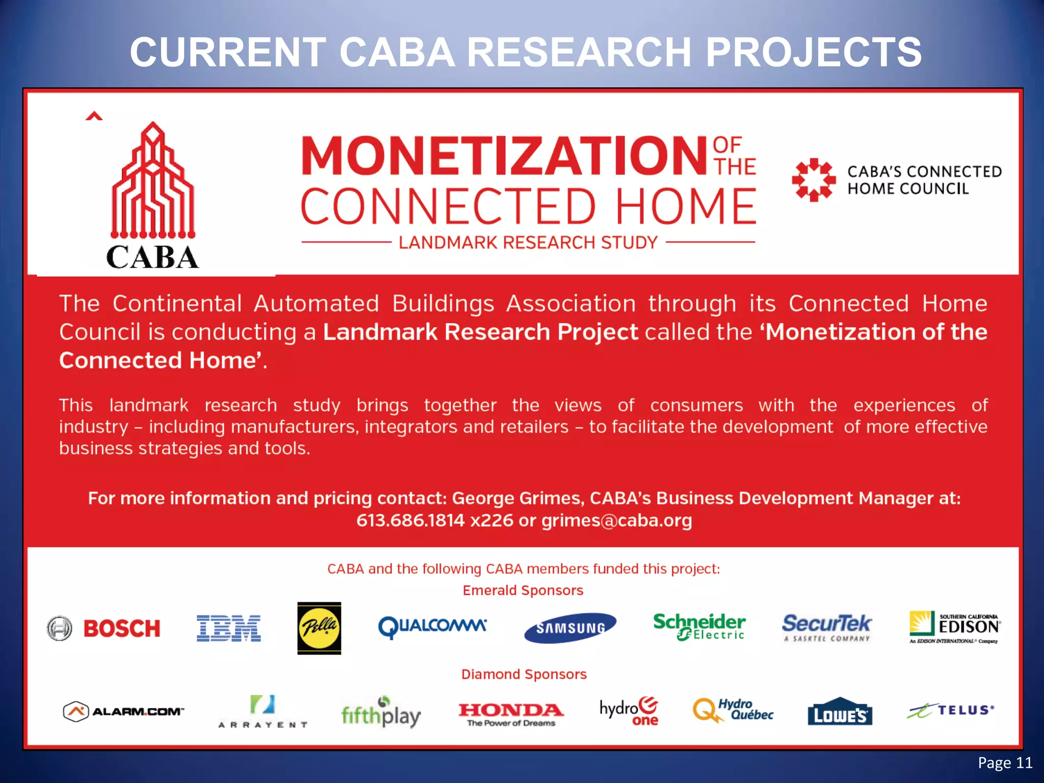 CURRENT CABA RESEARCH PROJECTS Page 11 
 