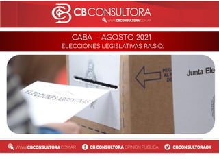 CABA - AGOSTO 2021
ELECCIONES LEGISLATIVAS P.A.S.O.
 