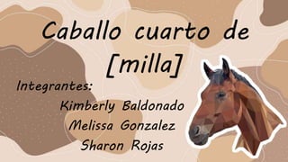 Caballo cuarto de
[milla]
Integrantes:
Kimberly Baldonado
Melissa Gonzalez
Sharon Rojas
 